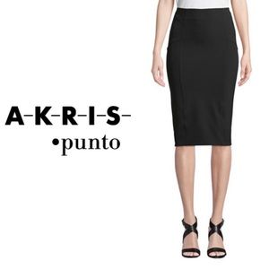 Akris Punto Black Pencil Skirt with front zippers size 10